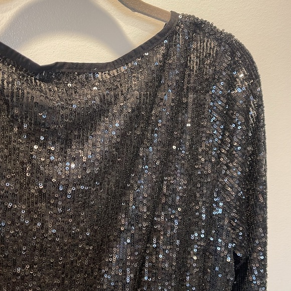 ZWT Zara Black Sequin Mini Dress Size Medium - Picture 7 of 7